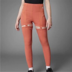 ADIDAS 2 IN 1 TIGHTS SHORTS RIBBED CORAL LEGGINGS SZ XS NWT